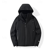 baratos Casacos Leves, Polares &amp; Caminhada-Homens Jaqueta Softshell Jaqueta de Trilha Inverno Ao ar livre Bloco de cor Térmico / Quente A Prova de Vento Impermeável Jaquetas 3-em-1 Jaqueta de Inverno Jaqueta corta-vento Viajar Preto Branco