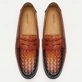 preiswerte Loafer aus hochwertigem Leder-Herren-Loafer aus hochwertigem geflochtenem Rindsleder mit stilvollem Akzent – bequemes, formelles Schuhwerk für Business und besondere Anlässe