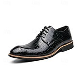 economico Formale-scarpe oxford da uomo in similpelle con motivo coccodrillo nero - calzature formali classiche con lacci per lavoro e occasioni speciali