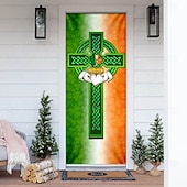billige Ferievev-saint patrick&#039;s day dørteppe lucky shamrocks dørgardindekorasjon bakgrunn innendørs/utendørs dørbanner til inngangsdør gårdshus