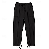 cheap Cargo Pants-Men&#039;s Cargo Pants Cargo Trousers Trousers Drawstring Elastic Waist Multi Pocket Plain Comfort Breathable Casual Daily Fashion Streetwear Black Light Green