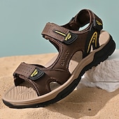 economico sandali da esterno-sandali sportivi da uomo marroni per l&#039;esterno con cinturini regolabili e suola antiscivolo - comode scarpe estive per escursioni, spiaggia e abbigliamento casual