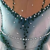 baratos Vestidos de Patinação Artística-Vestidos para Patinação Artística Mulheres Para Meninas Patinação no Gelo Vestidos Branco Patchwork Thumbhole Com Transparência Elasticidade Alta Treino Competição Roupa para Patinação Clássico
