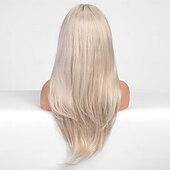 cheap Synthetic Trendy Wigs-Wig with Curtain Bangs Long Wigs for Women Natural Straight Synthetic Wig for Daily Use Cosplay
