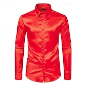 economico camicia da uomo con bottoni-Per uomo Camicia Camicia Estiva Camicia casual Camicia da Spiaggia Camicia con Colletto Camicia con Bottoni Nero Bianco Giallo Rosso Blu marino Manica Lunga Semplice Bavero Vacanza Camicia hawaiana