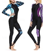 abordables Lycra de surf-Femme Maillot Anti UV Maillot de bain 1 pièce Poids Léger manche longue Le Maillot de corps Maillot de bain Coussin Amovible Zip sur le devant Natation Surf Plage Sports nautiques Floral Mosaïque