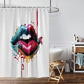 cheap Shower Curtains-Shower Curtain with 12 Hooks 180cm*180cm(70&quot;*70&quot;) Polyester Washable Waterproof Pattern Bathroom Bathtub Decor Sexy Red Lip