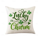 abordables Housse de coussin de vacances-Housse de coussin décorative pour la Saint-Patrick, 1 pièce, taie d&#039;oreiller carrée douce en forme de trèfle pour chambre à coucher, salon, canapé, chaise