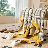 baratos Cobertores &amp; Mantas-cobertor de tecido estilo nórdico design minimalista e elegante com borlas macias durável e aconchegante perfeito para camas, sofás ou como uma manta decorativa adiciona um toque escandinavo à