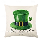 billiga Kuddfodral för semester-dekorativa slängkuddar fodral saint patrick&#039;s day 1 st shamrock mjukt fyrkantigt kuddfodral örngott för sovrum vardagsrum soffa soffstol