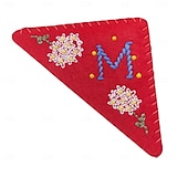 cheap Wedding Decorations-Valentine&#039;s Day Personalized Hand Embroidered Corner Bookmark, Red Handmade Embroidery Felt Triangle Page Corner Bookmark for Women, Romantic Handmade Bookmarks
