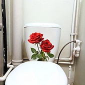 billige Dekorative veggklistremerker-rød rose romantisk toalettklistremerke, dekorativt klistremerke på badet toalettsete, dekorativt veggklistremerke på badet, baderomsdekorasjon, hjemmedekorasjon