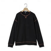 billiga Våffelstickad t-shirt-Herr Våffeltröja T-shirt Våffelstickad t-shirt Långärmad Rund hals Sommar Vår Höst Ensfärgat Stickat Mode Dagligen Färgblock Formell Utomhus Hem Svart Grön Topp t-shirt för män