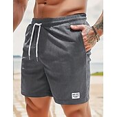 baratos Calções Estilo Casual-Homens Calção Shorts casuais Shorts de veludo cotelê Bolsos Com Cordão Cintura elástica Tecido Conforto Macio Comprimento total Ao ar livre Festa Diário Férias Moda Preto Verde Tropa