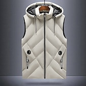preiswerte Men&#039;s Vest-Herren Daunenweste Puffer Weste Weste Urlaub Täglich Verabredung Modisch Brautkleider schlicht Herbst Winter Tasche Polyester warm halten Komfortabel Glatt Reisverschluss Mit Kapuze Regular Fit