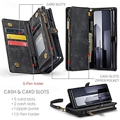 cheap Samsung Cases-Phone Case For Samsung Galaxy Z Fold 6 Z Fold 5 Z Fold 4 Wallet Case with Stand Holder Zipper with Wrist Strap Retro TPU PU Leather