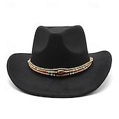 cheap Fedora Hat-Men&#039;s Kentucky Derby Hat Sun Hat Cowboy Hat Fedora Trilby Hat Black White Woolen Vintage Style Fashion 18th Century State of Texas Daily Theme Party Solid / Plain Color Sunscreen Cosplay