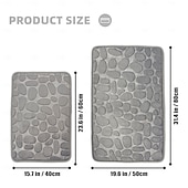 voordelige Matten &amp; Tapijten-badmat met reliëf van kasseien, antislip, traagschuimmat, wasbare badmatten, snel waterabsorberend, antislip, wasbaar, dik, zacht en comfortabel tapijt voor de doucheruimte