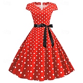 cheap Dresses-Elegant Classical 1950s Dress Polka Dot A-Line Women&#039;s Valentine&#039;s Day Event / Party Date Tea Party Adults&#039; Dress Spring &amp; Summer