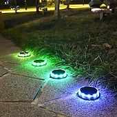 cheap Pathway Lights &amp; Lanterns-LED Solar Pathway Light Outdoor IP65 Waterproof Super Bright Disk Light 17LED Garden Lawn Pathway Patio Landscape Decoration 4pcs
