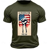 abordables T-shirt graphique pour hommes-Homme Drapeau Américain Imprimé Lettre T-shirt 100% Coton Manche Courte Graphique Chemise Noir Blanche Vert Véronèse T-shirt confortable Vacances Rue Vêtements de créateurs de mode