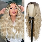 abordables Perruques Synthétiques Sans Bonnet-perruques de remplacement de cheveux perruque synthétique longue bouclée ondulée pour femmes noires utilisation quotidienne de fête