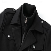 abordables Gabardina para hombre-Hombre Abrigo de invierno Abrigo de lana Sobretodo Abrigo corto Exterior Trabajo Otoño invierno Lana Resistente al Viento Templado Ropa de calle Ropa Brasieres Esencial Color sólido Cuello enrollado