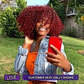 baratos Perucas Sintéticas sem Touca-perucas afro cacheadas para mulheres - peruca afro cacheada crespa com franja perucas sintéticas cosplay