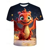 halpa Poikien 3D Eläimet-Poikien 3D Kuvitettu Eläin Dinosaurus T-paita Lyhythihainen Kesä Kevät Muoti Perus Lapset 4-12 vuotta Tiukka pyöreä kaula-aukko ulko- Kausaliteetti Päivittäin Normaali