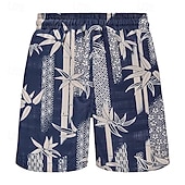 cheap Tropical Plants &amp; Flowers-Men's Tree Plants Tropical Shorts Summer Shorts Beach Shorts Mid Waist Streetwear Hawaiian Casual Daily Holiday Drawstring Pocket Elastic Waist Designer Clothing Apparel