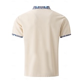 billiga Basic Tees-set för män-Herr Våffelskjorta Polo T-shirts Byxuppsättningar Långärmad Fjärdedels blixtlås Ensfärgat Stickat Mode Ficka Hem Kontor / Karriär Gata Svart Elfenben Blå Topp t-shirt för män