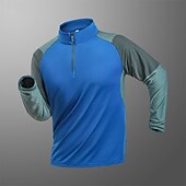 abordables Tapas-Hombre Camiseta Camiseta para senderismo Manga Larga Cremallera de un cuarto Camiseta Camiseta musculosa Camiseta elástica de culturismo Al aire libre Secado rápido Rutina de ejercicio Suave Reductor
