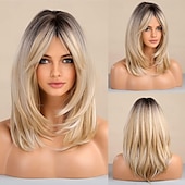 abordables Perruques Synthétiques Sans Bonnet-perruques longues en couches pour femmes, perruque en cheveux synthétiques avec frange, perruques naturelles ondulées résistantes à la chaleur pour une utilisation quotidienne en soirée
