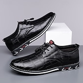 cheap Men&#039;s Oxfords-Men&#039;s Brown Crocodile Pattern Faux Leather Dress Shoes with Lace-Up Closure and Comfortable Sole, Elegant for Business and Formal Occasions