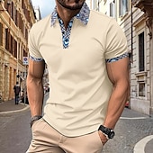 abordables Polo clásico para hombre-Hombre Camiseta de golf Polo de punto gofre Negocio Activo Clásico Manga Corta Moda Moderno Color sólido Botones Verano Primavera Ajuste regular Negro Blanco Azul Real Beige Gris Camiseta de golf