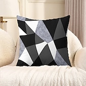 baratos estilo geométrico-Capa de almofada decorativa com padrão argyle 1 peça, capa de almofada quadrada macia, fronha para quarto, sala de estar, sofá, cadeira, preto, cinza, branco, vermelho, verde