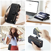 abordables Carcasas Samsung-Funda para teléfono Samsung Galaxy Z Fold 6 Z Fold 5 Z Fold 4 Z Fold 3 funda de billetera con soporte de pie cremallera retro TPU PU cuero