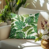 cheap Floral &amp; Plants Style-1 Set of 5 Pcs Green Leaf Botanical Series Throw Pillow Covers Modern Decorative Throw Pillow Case Cushion Case for Room Bedroom Room Sofa Chair Car Outdoor Cushion for Sofa Couch Bed Chair Green