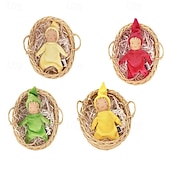 voordelige Poppen-waldorf pop accessoires handgemaakte zachte slapende pop set meisje begeleidende lappenpoppen verjaardagscadeau gebreide pop schattige meisjes pluche pop knuffel gepersonaliseerde geweven poppenset