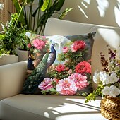 billige dyrestil-påfugl dobbel side putetrekk 4 stk mykt dekorativt putetrekk for soverom stue sofa sofa stol maskinvaskbar