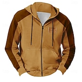 abordables sweats à capuche zippés pour hommes-Homme camouflage Sweats à Capuche Sweat à capuche Sweat à capuche Capuche Mode 3D effet Vacances Chasse Marron Kaki Zippé Cordon Automne Hiver Designer