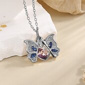 abordables Para mujeres-Collar de corazón en forma de mariposa personalizado el mejor regalo para mamá – Regalo de joyería de foto para mujeres ranura de foto oculta regalo ideal para boda o aniversario