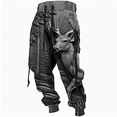 cheap Sweatpants-Men&#039;s Optical Illusion Hunting Deer Sweatpants Trousers Mid Waist Drawstring Elastic Waist Active Vintage Casual Outdoor Streetwear with Pockets Spring Fall 3D Print Brown Gray
