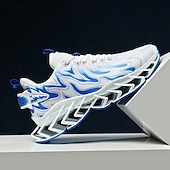 economico Sneakers da uomo-sneakers da uomo verde neon con fiamme, design audace a onde con tomaia traspirante e suola ammortizzata, perfette per lo streetwear e uno stile di vita attivo