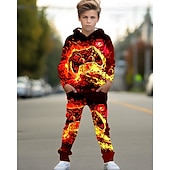 cheap Boy&#039;s 3D Sports &amp; Game-Boys 3D Graphic Game Hoodie &amp; Sweatpants Set Sports Suit Tracksuits Long Sleeve Spring Fall Daily Basic Casual Kids 4-12 Years Hooded Outdoor Vacation Sports Tailored Fit