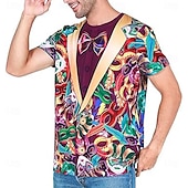 olcso 3D pólók-Mardi gras Férfi Tuxedo Jelmez Póló Rövid ujjú póló 3D nyomtatás Terített nyak Ing Túlzott Dizájn Parti Szabadság Klub Rubin Nyár Tavasz Ruházat S M L XL XXL XXXL