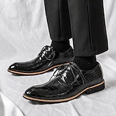 economico Formale-scarpe oxford da uomo in similpelle con motivo coccodrillo nero - calzature formali classiche con lacci per lavoro e occasioni speciali
