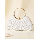 ieftine Nuntă ACC-clutch elegant din catifea plisata verde cu maner inel auriu - geanta de seara de dama, perfecta pentru nunti, petreceri si evenimente formale