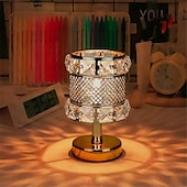 billige Bordlamper-metall krystall skrivebordslampe - usb oppladbar dekorativ lampe med tri-farget dimming for stue, bar, uteservering, fest, festivalatmosfære, nattlys  &amp; leselampe