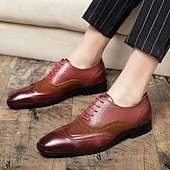 baratos Formal-sapatos oxford brogue bicolor masculinos – combinação de camurça e couro sintético com detalhes em bico fino para ocasiões formais e de negócios